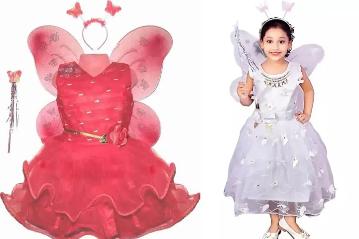 Fabulous Blend Embellished Pari Style Dress For Girls Pack Of 2