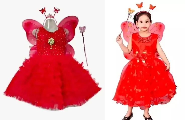 Fabulous Blend Embellished Pari Style Dress For Girls Pack Of 2