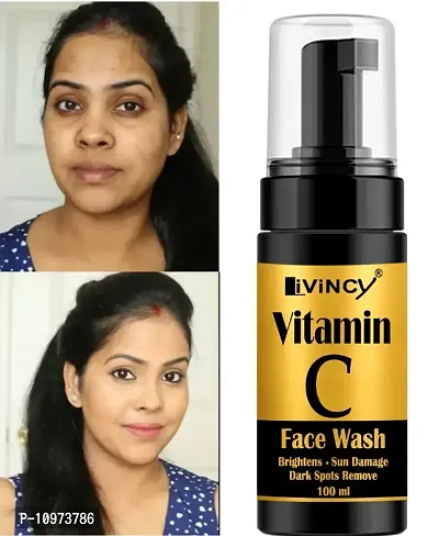 Livincy Vitamin C Face Wash with Built-In Face Brush For Skin Freshening Herbal Face Wash For Men, Women, Boys  Girls | All Skin Types (100ml) Face wash for women