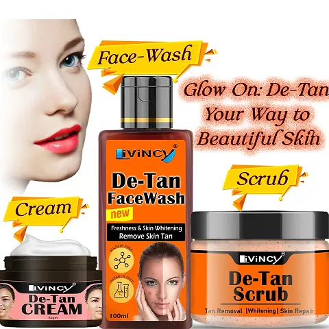 Livincy De Tan Scrub, Face Wash and Face Cream Pack of 3