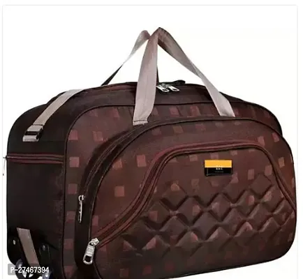 Elegant Brown Polyester Self Pattern Travel Duffel Bags-thumb0