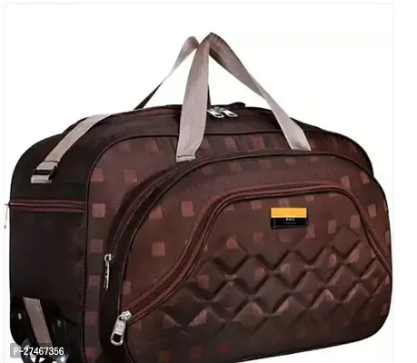 Elegant Brown Polyester Self Pattern Travel Duffel Bags-thumb0