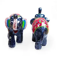 Rv_Art Rajasthani Handcrafted Set of 2 Elephant Showpiece for Home Decor and Gift Purpose (SkyBlue-thumb1