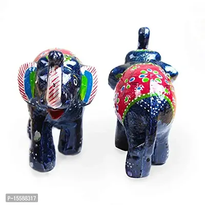 Rv_Art Rajasthani Handcrafted Set of 2 Elephant Showpiece for Home Decor and Gift Purpose (SkyBlue-thumb2