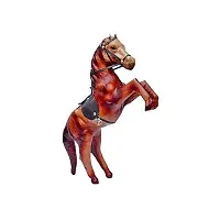 RV Art ?Special Home Decorative Handmade Rajasthani Show Piece of Leather Horse (Height 9 in, Length 12 in)(Set of 2)-thumb2