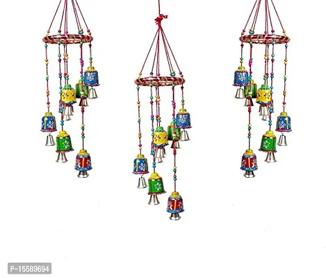 RV Art Handcrafted Round Bells Desing Wood Windchime (18inch,multicolours) plasstic Windchime (19 inch,Multicolor) (Set of 2)-thumb5