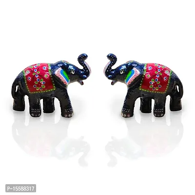 Rv_Art Rajasthani Handcrafted Set of 2 Elephant Showpiece for Home Decor and Gift Purpose (SkyBlue-thumb3