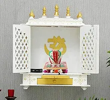 RV Art Marble Chowki Ganesh for Pooja/Meenakari Work Lord Ganesh Marble Pooja Chowki (White) (Set of 2)-thumb2