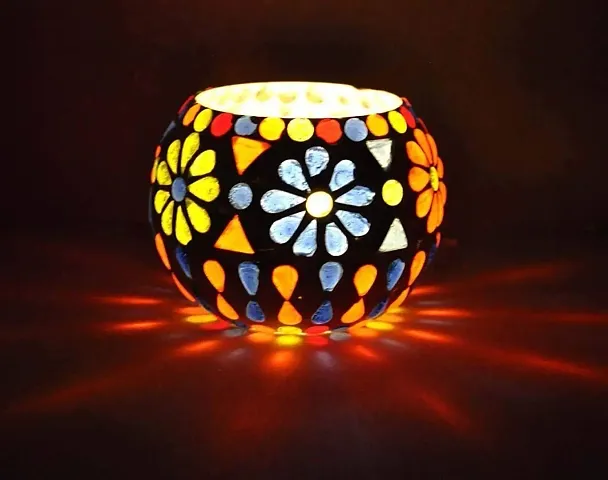 RV Art Glass Mosaic Tealight Candle Holder (Pack of 1 pic) Mosaic Candle Holder, Diwali Candle Holder, tealight Holder, Diwali Gift, Best Gift for Diwali, Diwali Decoration T25