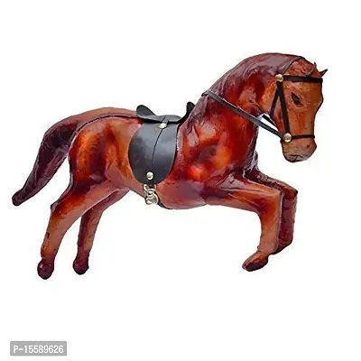 RV Art ?Special Home Decorative Handmade Rajasthani Show Piece of Leather Horse (Height 9 in, Length 12 in)(Set of 2)-thumb2