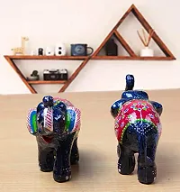 Rv_Art Rajasthani Handcrafted Set of 2 Elephant Showpiece for Home Decor and Gift Purpose (SkyBlue-thumb3