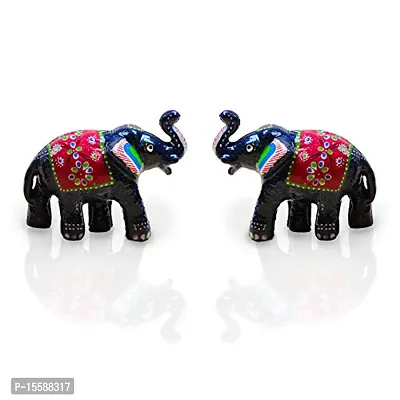 Rv_Art Rajasthani Handcrafted Set of 2 Elephant Showpiece for Home Decor and Gift Purpose (SkyBlue