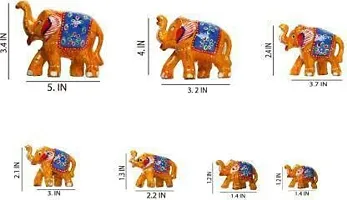 RV Art Paper Mache Handcrafted Set of 7 Elephant Showpiece for Home Decor and Gift Purpose-thumb1