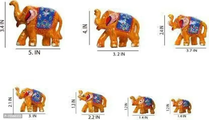 RV Art Paper Mache Handcrafted Set of 7 Elephant Showpiece for Home Decor and Gift Purpose-thumb2