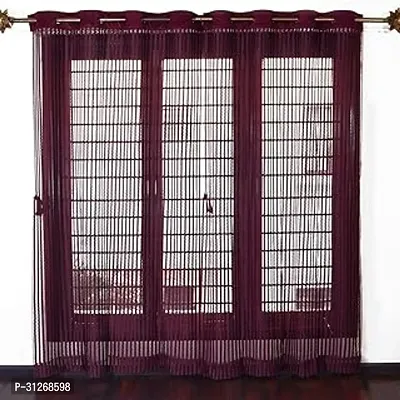 OWN WAY Tissue Net Polyester Zig Zag Striped Door Grommet Curtain Pack of 2 Piece W 4 feet X 7 Feet L Violet