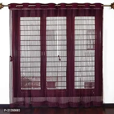 OWN WAY Tissue Net Polyester Zig Zag Striped Long Door Grommet Curtain Pack of 2 Piece W 4 feet X 8 Feet L Violet-thumb0