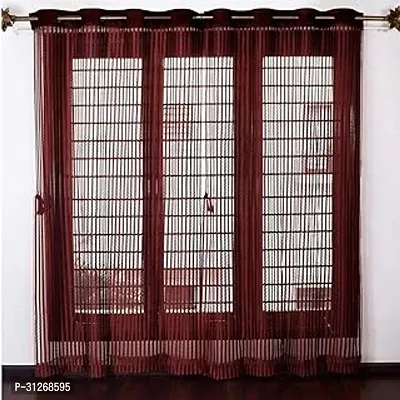 OWN WAY Tissue Net Polyester Zig Zag Striped Door Grommet Curtain Pack of 2 Piece W 4 feet X 7 Feet L Burgundy