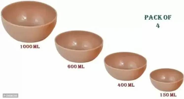 Best Quality Plastic Serving Bowl Good Quality Bowl Set Of 4Pcs, Multipurpose, Round Shape (Pack Of 4, Brown)-thumb0