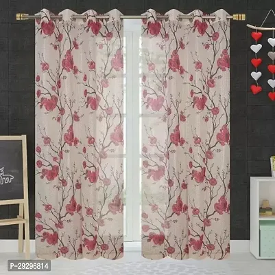 152 cm 5 ft Polyester Semi Transparent Window Curtain Pack Of 2