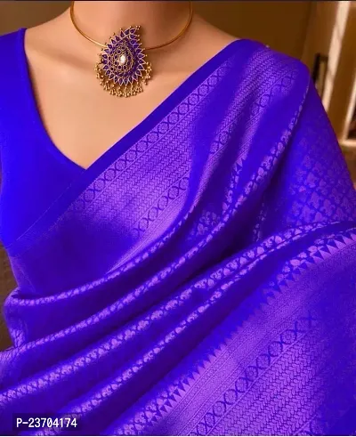 Fancy Banarasi Silk Saree With Blouse Piece For Women-thumb0