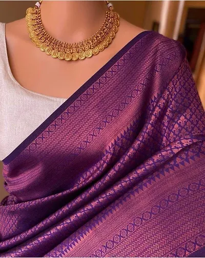 Sttylish Women Silk Blend Saree with Blouse Piece