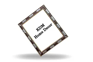 KDM HOME DECOR Photo frame 4x6 Inch Black  White Check pattern Flexible Glass  Synthetic Wood Hanging/Table Top Modern Photo Frame for Wall Decoration-thumb1