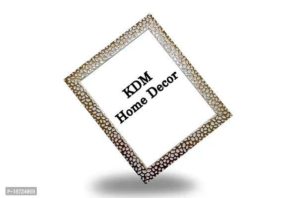 KDM Home Decor wall hanging collage Photo Frame Set of 4=6x8 Inch Flexible Glass  Synthetic Wood Home and Office Free Hanging Accessories Golden White Gol-thumb4