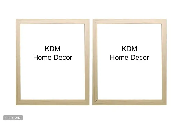 KDM Home Decor Photo Frames 2=8x8 inch set 2 Natural Wood Color Table Top/Wall Hanging Stick 0.5 Inch