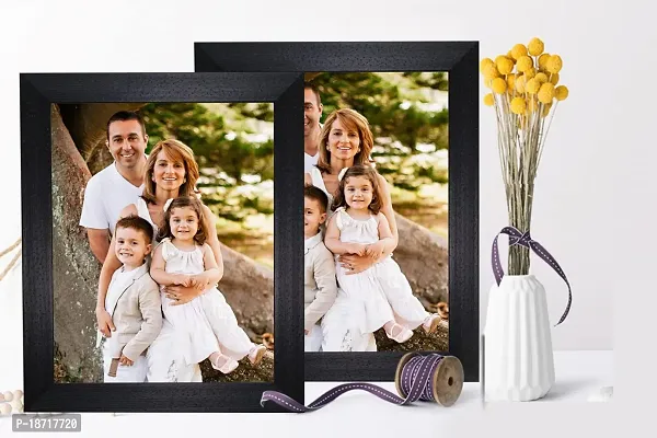 KDM HOME DECOR Photo frame 5x7 Inch set of 2 Black Dot Color Flexible Glass  Synthetic Wood Hanging/Table Top Modern Photo Frame for Wall Decoration-thumb0