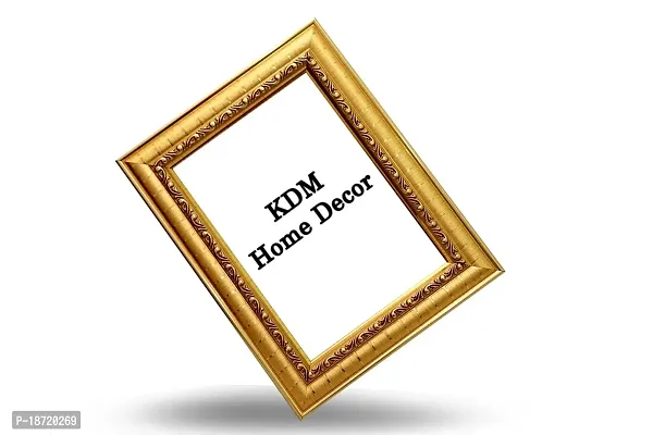 KDM Home Decor Photo frame 8x12/A4 Inches Golden Color Bingold pattern Flexible Glass  Synthetic Wood Hanging/Table Top Modern Photo Frame for Wall Decoration-thumb0