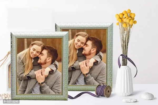 KDM HOME DECOR Photo Frames 2=8x12 inch set 2 Golden Bindhi Color Table Top/Wall Hanging-thumb0