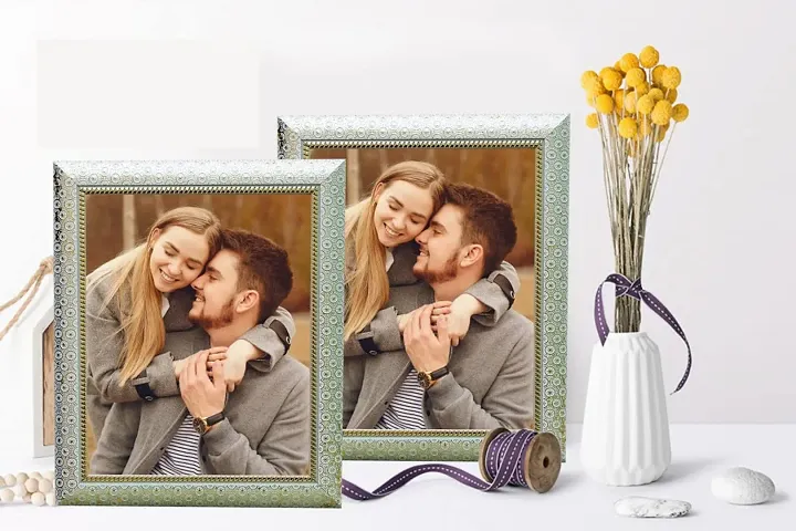 KDM HOME DECOR Photo Frames 2=8x12 inch set 2 Golden Bindhi Color Table Top/Wall Hanging