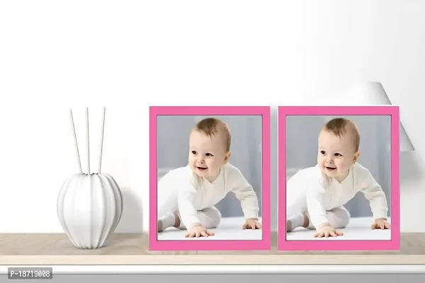 KDM Home Decor Photo Frames 2=8x8 inch set 2 Baby Pink Color Table Top/Wall Hanging 0.5 Inch