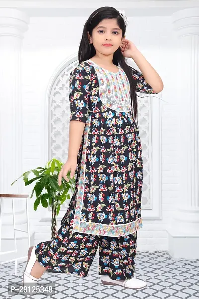 Beautiful Navy Blue Georgette Kurta And Pant Set For Girls