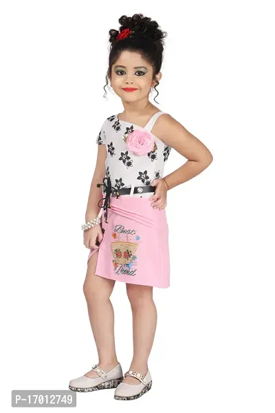 Fabulous Pink Georgette Self Pattern Fit And Flare Dress For Girls-thumb2