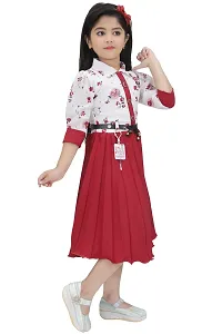 Fabulous Red Georgette Self Pattern Fit And Flare Dress For Girls-thumb1