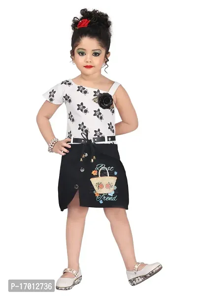 Fabulous Black Georgette Self Pattern Fit And Flare Dress For Girls-thumb0