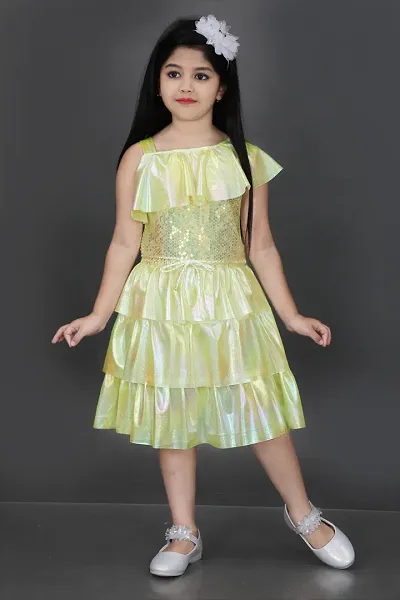 Stylish Yellow Georgette Embellished Two Piece Dress For Girl-thumb0