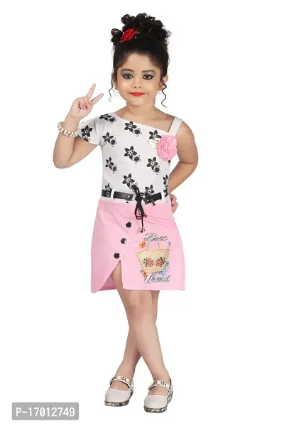 Fabulous Pink Georgette Self Pattern Fit And Flare Dress For Girls-thumb0