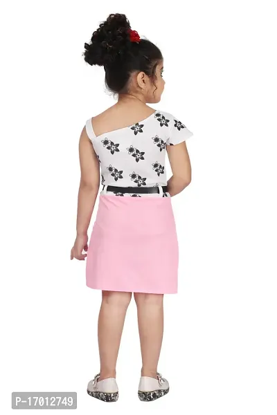 Fabulous Pink Georgette Self Pattern Fit And Flare Dress For Girls-thumb3