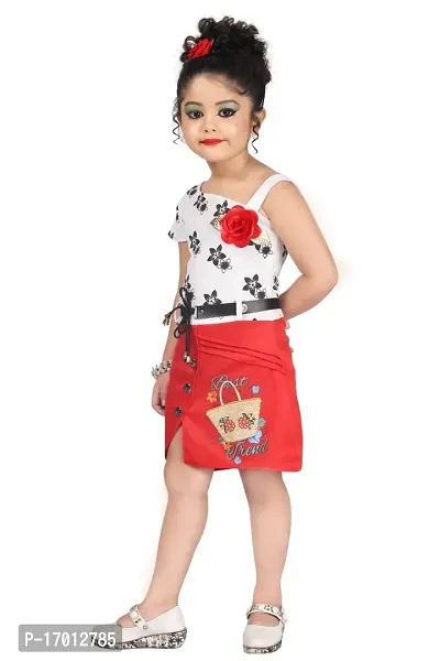 Fabulous Red Georgette Self Pattern Fit And Flare Dress For Girls-thumb2