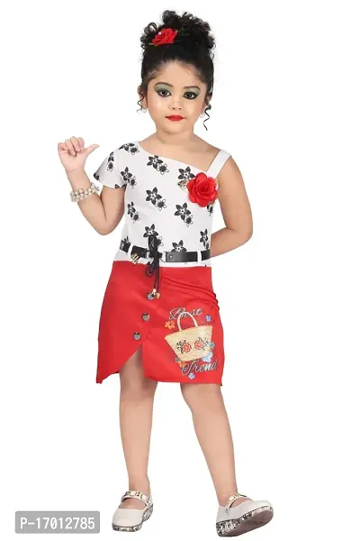 Fabulous Red Georgette Self Pattern Fit And Flare Dress For Girls-thumb0