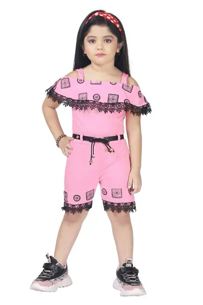 Girls Cotton Blend Capri Jumpsuit