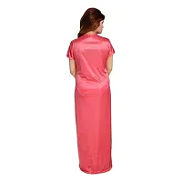 Peach Women's Satin Plain/Solid Nightwear Set Pack of 2-thumb4