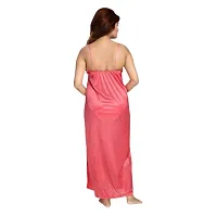 Peach Women's Satin Plain/Solid Nightwear Set Pack of 2-thumb1