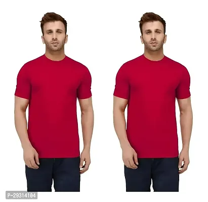 Trendy Maroon Cotton Blend Solid T-Shirt For Men-Pack Of 2