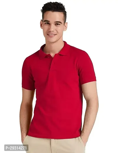 Trendy Red Cotton Blend Solid T-Shirt For Men-thumb0