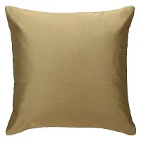 AWANI TRENDS Silk Plain Sofa Cushion Covers (16 X16 Inch) for Decoration Bedroom, Living Room, Office - Gold (Set of 5)-thumb1