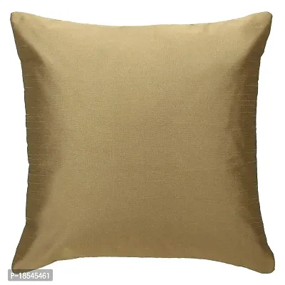 AWANI TRENDS Silk Plain Sofa Cushion Covers (16 X16 Inch) for Decoration Bedroom, Living Room, Office - Gold (Set of 5)-thumb2