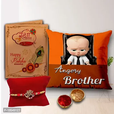 AWANI TRENDS Gift for Brother | Angry Brother Quoted Cushion Cover with Microfiber Filler (12 * 12 Inch)| Gift Hamper Pack for Brother on Birthday | Raksha Bandhan | Bhaidooj